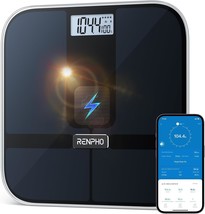 Renpho Smart Scale For Body Weight, Solar Power Digital Bathroom Scale,, Black - £33.60 GBP