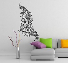 ( 41&#39;&#39; x 79&#39;&#39;) Vinyl Wall Decal Henna Pattern with Flowers / Tattoo Desi... - $83.30