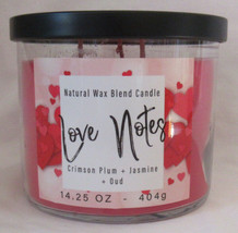 Kirkland&#39;s 14.5 oz Jar 3-Wick Candle Natural Wax Blend LOVE NOTES plum j... - $27.08