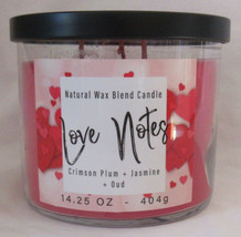 Kirkland&#39;s 14.5 oz Jar 3-Wick Candle Natural Wax Blend LOVE NOTES plum j... - £21.17 GBP