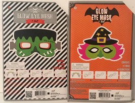 Halloween Glow Eye Mask FRANKENSTEIN &amp; WITCH - Lot of 2 for Halloween Tr... - £4.80 GBP