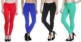 Women&#39;s Basic Solid Color Leg Slimming seams Skinny Jeans (Medium, Jade) - $22.00