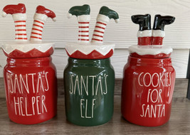 Rae Dunn New Christmas Cookies For Santa Baby Canisters Santa’s Elf Helper Legs - £95.91 GBP