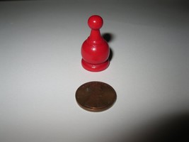 1982 Parcheesi Board Game Piece : Single wooden Red Player Pawn - $2.00