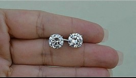 2Ct Lab-Created Diamond Solitaire Push Back Stud Earrings 14K White Gold Finish - £15.57 GBP