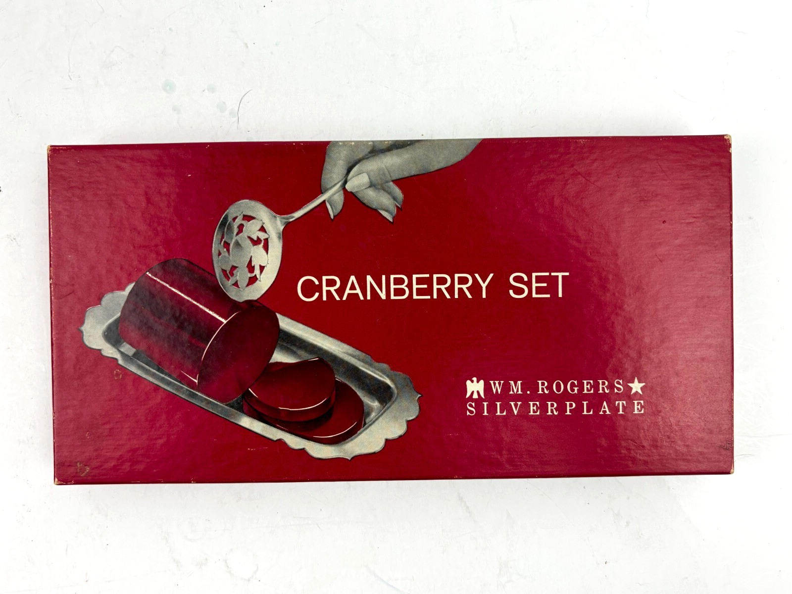 Vintage WM. Rogers Silverplate Cranberry Set Spoon And Plate In Original... - $12.34