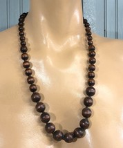 Brown Wood Round Beads Hook Loop Closure Long Hippie Boho Women&#39;s - £11.98 GBP