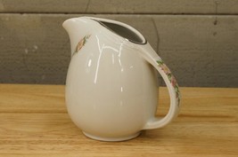Vintage Hall Pottery 16 Oz Small Sani-Grid Jug Pink Rose White Pitcher 5&quot; - $34.64
