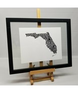 CAPow 8x10 Florida Typography Map Art 15x12 Frame Unique Decor - $606.75 MXN
