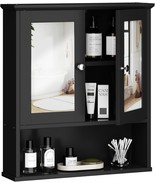 Shintenchi Bathroom Cabinet With Mirror, Wood Medicine Cabinet With, Black - €55,93 EUR