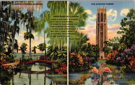 The Singing Tower Flamingo and Cypress Gardens Florida  Vintage Postcard  (D7) - £4.61 GBP
