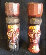 Pair Set of Two 2 Man Woman Wood Carving Statue Jamaica Wooden Carved Sc... - $680.66 MXN