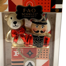 FAO Schwarz Christmas Handblown Glass Ornament Soldier and Bear in Gift ... - $24.12
