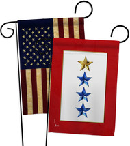 Gold &amp; Three Blue Stars Garden Flags Pack Military Service 13 X18.5 Double-Sided - £23.15 GBP