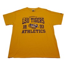 LSU Tigers Shirt Mens L Yellow Football Workout NCAA T-Shirt Tee Short Sleeve - £14.70 GBP