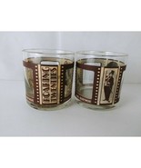 Vintage Set of 2 Roaring Twenties Silent Movie Stars Glasses Vintage Bar... - $12.86