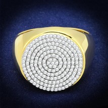 Men&#39;s Micro Pave Round Simulated Diamond Gold Plated Wedding Anniversary Ring - £174.16 GBP
