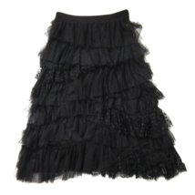 NWT By Anthropologie Ruffled Tulle Midi in Black Tiered Lace Skirt L $180 - £101.23 GBP