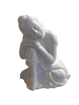 Ceramic Sitting Buddha Figurine with Rounded Ushnisha and Head Resting On Knee - £70.33 GBP