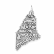 Maine American State Charm Scorpio Zodiac Sign Males Pendant 14K White Gold Over - £18.49 GBP