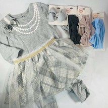 Baby Girl 3 6 9 18 24 Months Gray Plaid Outfit- Hair Accessories Shirt Skirt Bow - £8.48 GBP