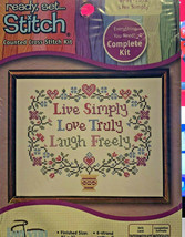 Janlynn LIVE SIMPLY Live Love Laugh Counted Cross Stitch Kit 8&quot; x 7&quot; - £13.24 GBP