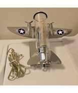 Vintage 70s Sarsaparilla Deco Designs Chrome Airplane Lamp Made in USA - $393.44 CAD
