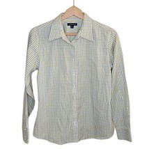 Lands&#39; End | Blue Green White Gingham Check Button Front Shirt, womens s... - £15.15 GBP