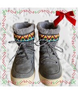 TOMS Alpine Boots Women 8.5 Shoes Gray Suede Winter Fur Lined Short Ankl... - $24.70