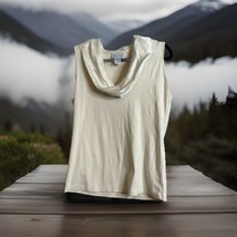Soft Surroundings Womens Size Large Ivory Silk Cowl Neck Sleeveless Cotton Top - £15.19 GBP