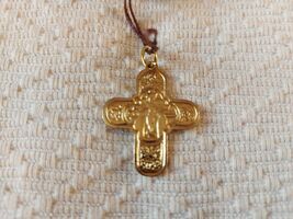 Small Christian Metal Pectoral Cross Pendant Rope Cord - $22.00
