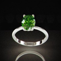 2Ct Oval Cut Lab-Created Peridot Women Solitaire Ring 14k White Gold Plated - £101.82 GBP