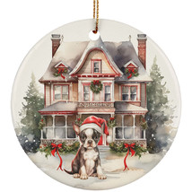 Boston Terrier Dog Santa Hat And New Home Christmas Ornament Ceramic Gift Decor - £11.89 GBP
