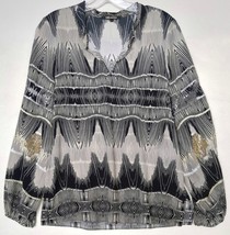 Kobi Halperin Felicia Ikat Silk Blouse Size S Tribal Print Sequin Embellishments - £41.69 GBP