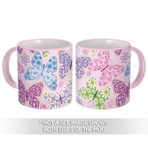 Flower Printed Butterflies : Gift Mug Pattern Chamomile Diy Scrapbook Baby Showe - £12.74 GBP