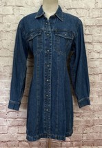 LizWear Liz Claiborne Shirt Dress 6 Denim Long Sleeve Pearl Snap Western... - $55.00