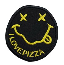 Smiley Face I Love Pizza Emoji Embroidered Iron-on Patch 3&quot; x 2.75&quot; Hook... - $6.49+