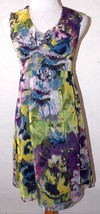 Ann Taylor Loft Womens Dress Size 0 Floral Watercolor Ruffle Neck Empire... - £22.23 GBP