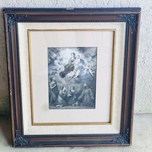 Etchings Engravings Apotheosis of the Virgin by Murillo &amp; Nargeot Wooden Frame - $26.59