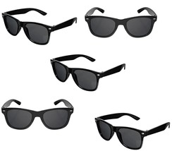 5-Pack Retro Style Sunglasses - Unisex, UV400 Protection, Classic Design, Black - £9.67 GBP