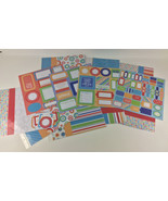 Scrapbook Lot Pages Bright Colors Family Kids Cut Outs 12x12 Paper Makes... - £27.35 GBP