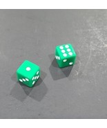 Pair of Green Dice White Pips 12mm Square Corners Game Replacement NEW U... - $1.99