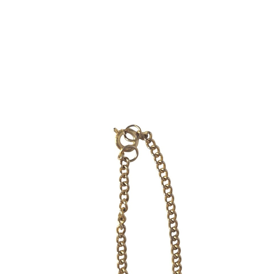 Elegant Gold-Tone Necklace Beads Textured Oval Links Asymmetrical Modern Design Item image 3