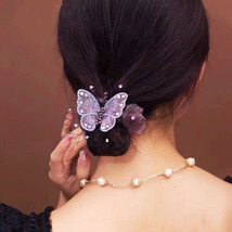 Embroidered Butterfly Organza Hair Tie Scrunchie - £4.30 GBP