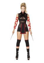 Roma Costume 5 PC Ninja Striker Costume, Black/Red, Women Large - £78.62 GBP