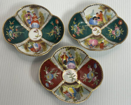 Antique German Quatrefoil Porcelain Three Saucers Trinket Dishes 4.25” - £18.71 GBP