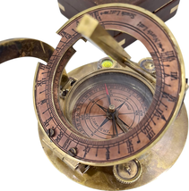 Marine Sundial Compass Vintage Antique Finish with Box, 3 Inch, Brown Na... - $42.02