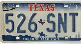 Original Vintage Texas License Plate 526 SNT Space Shuttle Stars and Moon - $9.89