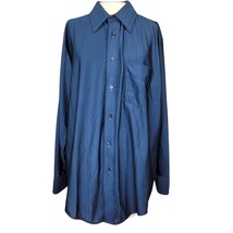 Vintage 70s Blue Button Down Shirt Size Large  - $24.75