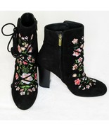 Sam Edelman Winnie Black Floral Embroidered Suede Bootie Boot sz 7.5 Boo... - $115.41 CAD